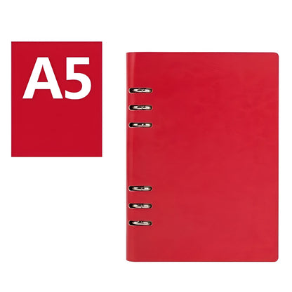 Loose-leaf business notebook with imitation leather cover in multiple colour options