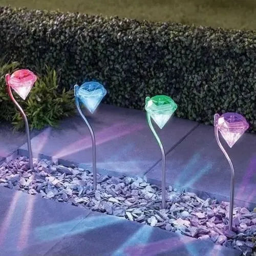 Solar-powered garden spotlight with adjustable angle and IP55 waterproof rating for outdoor lighting