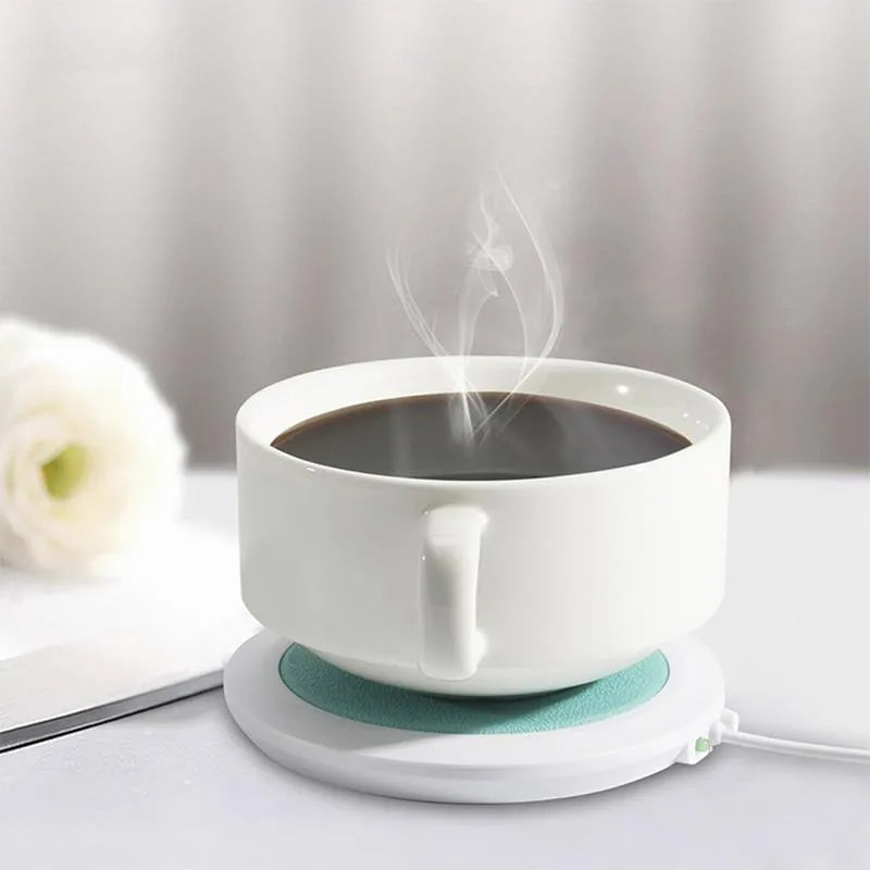 High temperature heater insulated heating coaster with USB interface for home and office use, made from PU artificial leather with black, blue or orange colour options providing a practical warming surface for drinks and small items