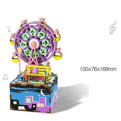 DIY 3D Kitty Ballet Wooden Puzzle and Music Box Toy with moveable parts