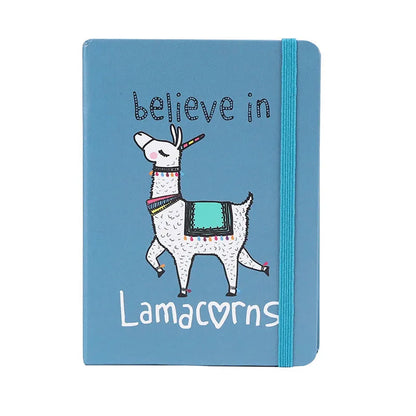 Alpaca cartoon design notebook in A5, A6, and A7 sizes showing yellow paper inside.