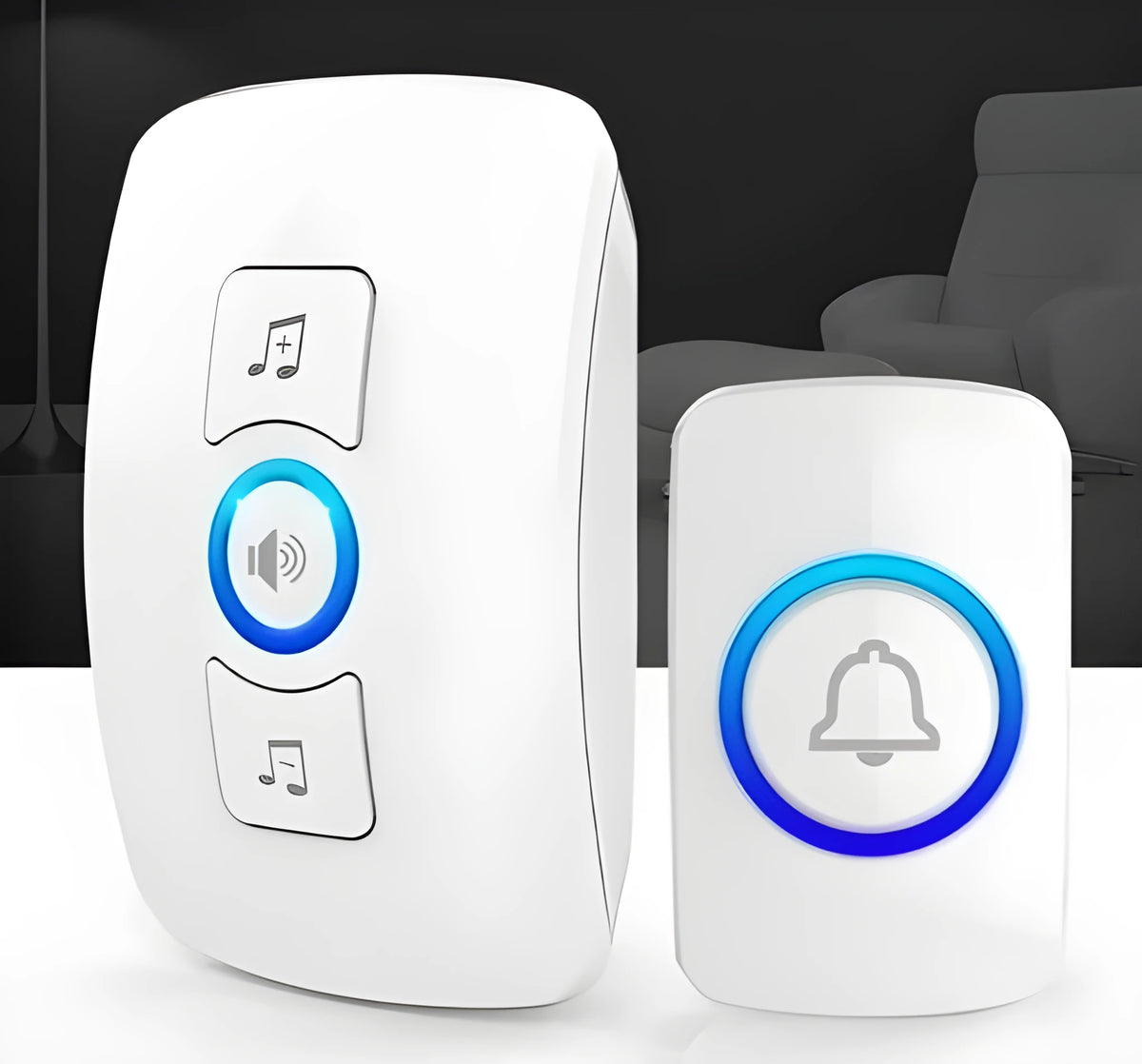 Wireless home doorbell remote control caller with 32 music chimes, plug and play, stable signal.