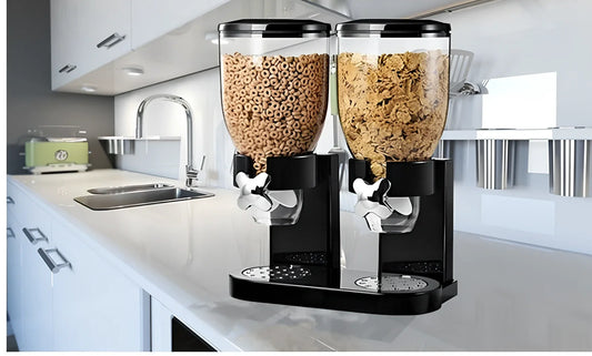 Black and white ABS candy dispenser for solid seasonings, 12cm tall with twist top for precise 1g portions