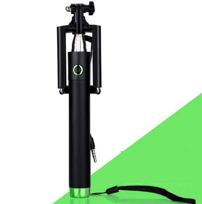 Telescopic aluminium alloy self-timer rod with line control mechanism