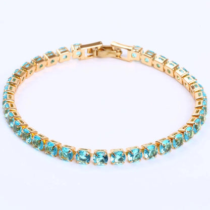 Cubic Zirconia Tennis Bracelet with AAA+ stones and copper box chain in various colours