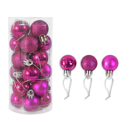 3cm diameter electroplated Christmas baubles in various metallic colours including gold, red and silver