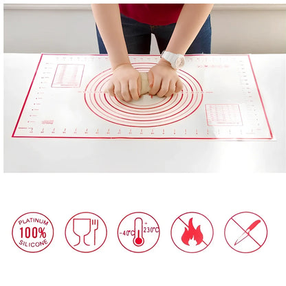 40x60cm black silicone baking mat with measurement guides on kitchen counter