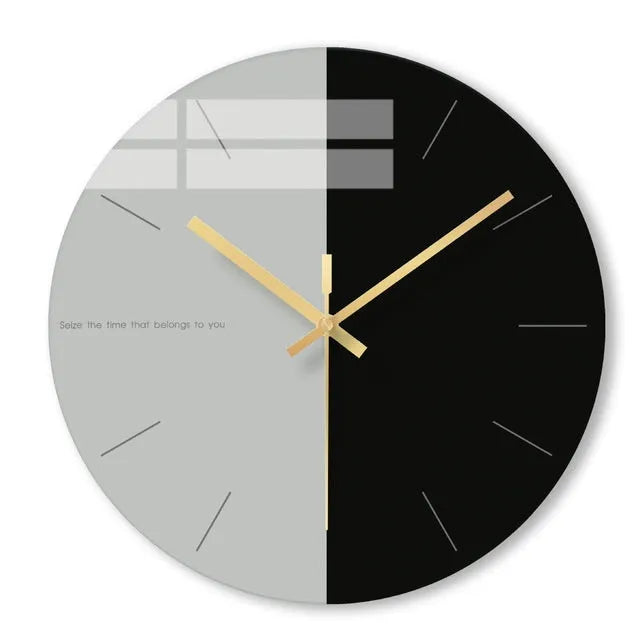 Large transparent tempered glass minimalist wall clock showing silent movement and included mounting hook.