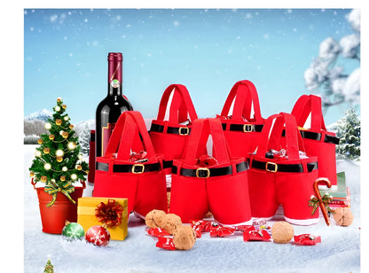 Red velvet Christmas bag for sweets measuring 21cm tall by 14.5cm wide