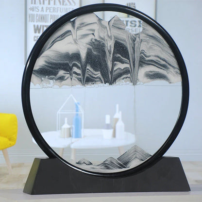 Captivating glass sand art with dynamic quicksand displays featuring vibrant colors and mesmerizing 3D effects