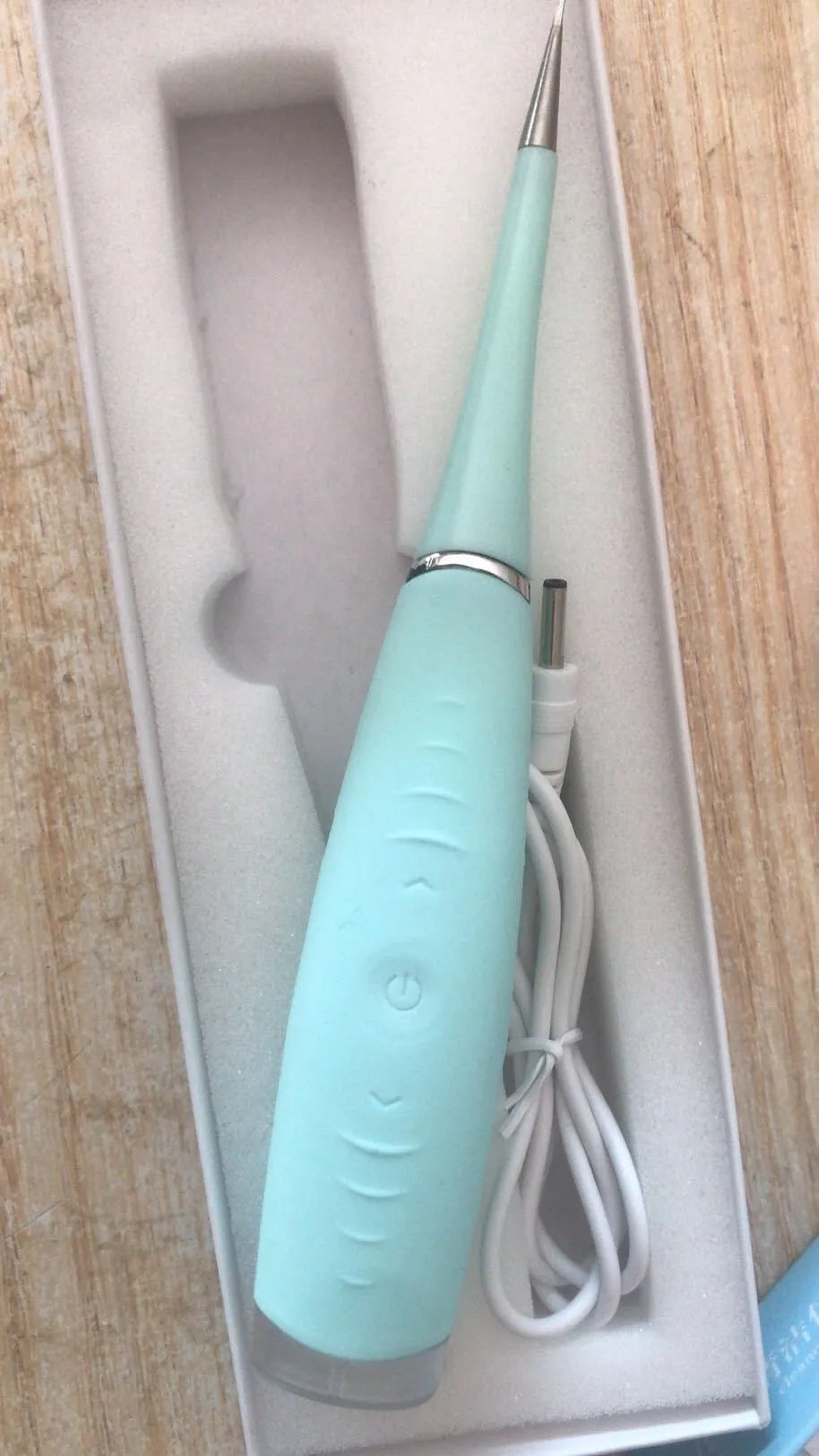 Pink and blue waterproof electric tooth scaler with 190mm handle for dental calculus removal