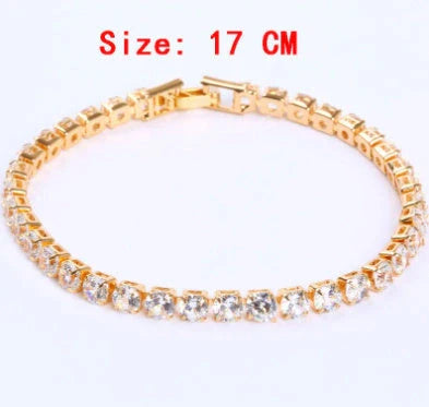 Cubic Zirconia Tennis Bracelet with AAA+ stones and copper box chain in various colours