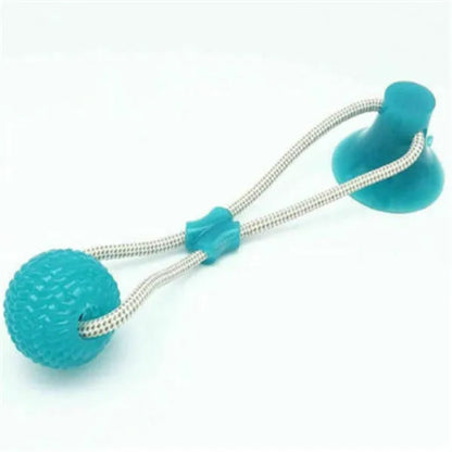 Dog biting sucker multifunction pet molar bite toy with rubber, TPR and cotton fibre rope in red, blue, green, orange or purple