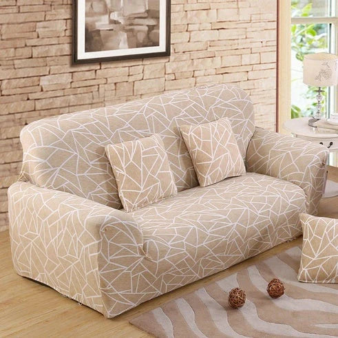 Elastic sofa cover in navy blue with high-density fabric for stain protection