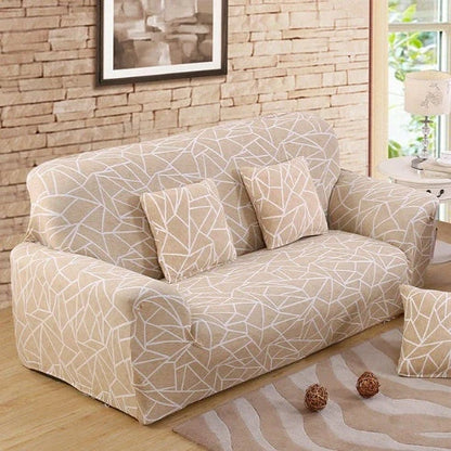 Elastic sofa cover in navy blue with high-density fabric for stain protection