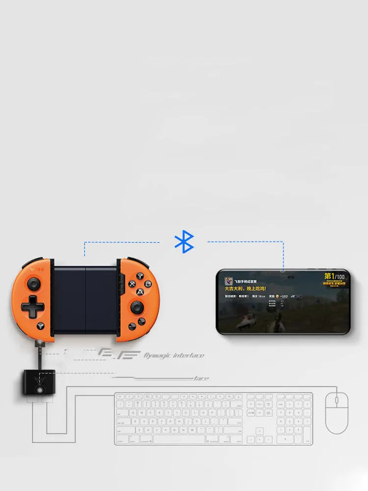Feizhi Wee 2T game controller with USB cable in blue or orange colours