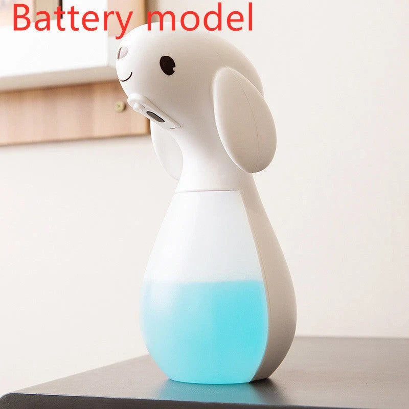 Automatic soap dispenser with cartoon design, featuring a compact size, hands-free operation, and innovative froth technology for efficient and hygienic hand washing