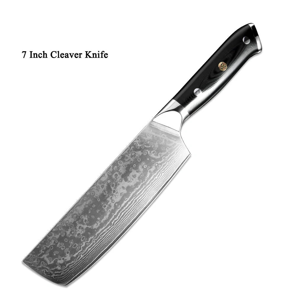 Premium Japanese Damascus steel kitchen knife set for professional and home use