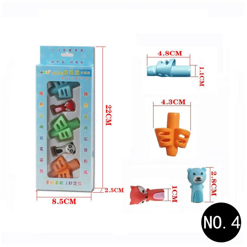 Cartoon-designed soft rubber pen holder for children to correct writing posture