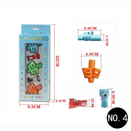 Cartoon-designed soft rubber pen holder for children to correct writing posture