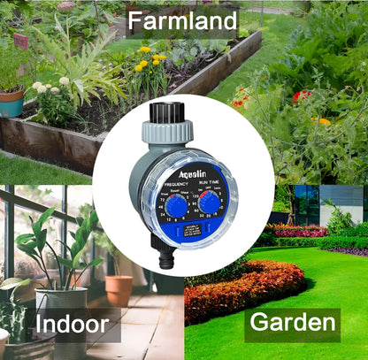 Automatic garden watering timer device with display and faucet connection