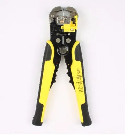 Yellow automatic cable wire stripper crimping plier tool with adjustment screw for 10-24 AWG wires