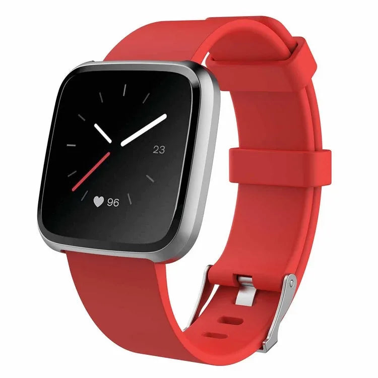 Fitbit Versa Lite TPE replacement watch strap in multiple colours showing large and small sizes.