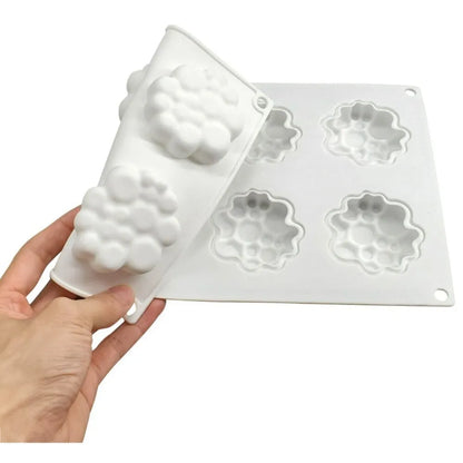 Round silicone cake mould with eight bubble tower pattern design for baking