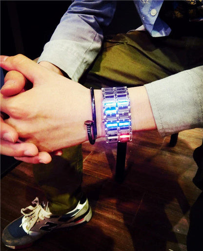 Stylish digital LED wristwatch with a modern, minimalist design and a versatile alloy band.