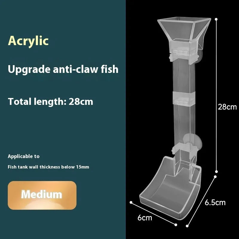 Aquarium feeding dish set with three tube lengths, cleaning brushes and feed spoons