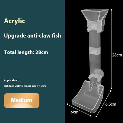 Aquarium feeding dish set with three tube lengths, cleaning brushes and feed spoons