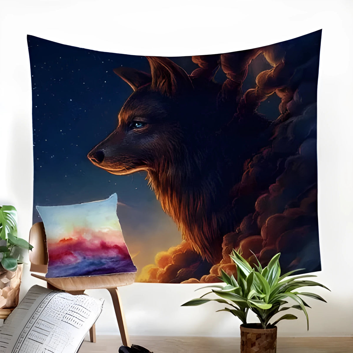 Plush geometric abstract tapestry in European classical style with rectangle dimensions