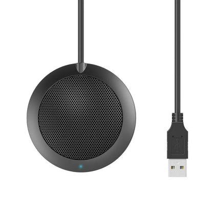 Black USB omnidirectional microphone with zinc alloy shell and metal mesh cover for desktop computers