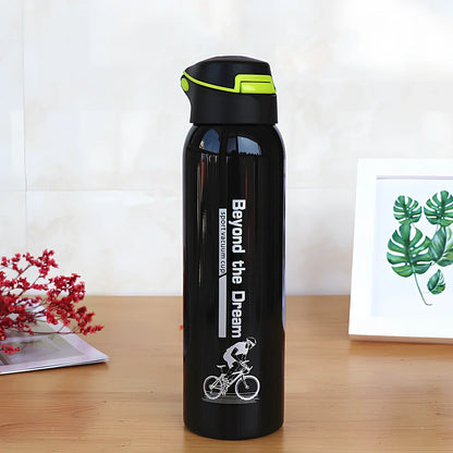 Stainless steel sport thermos water bottle with 500ml capacity and leakproof lid