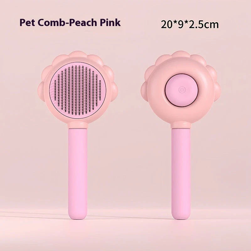 Self-Cleaning Pet Grooming Brush with Spray - Gentle Deshedding Tool for Cats and Dogs