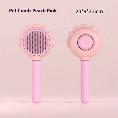 Self-Cleaning Pet Grooming Brush with Spray - Gentle Deshedding Tool for Cats and Dogs