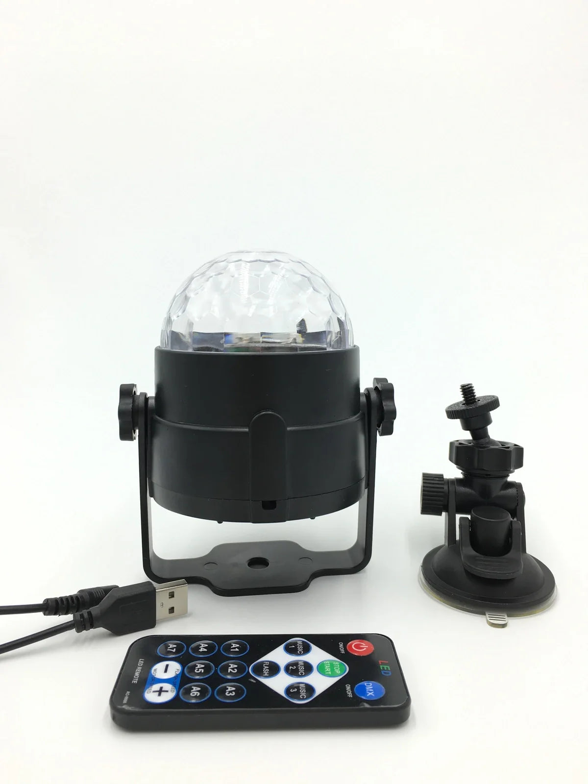 RGB LED crystal magic ball party lights with remote control measuring 95mm diameter