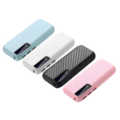 20000mAh mini power bank in black with dimensions 142x64x23mm showing dual USB ports
