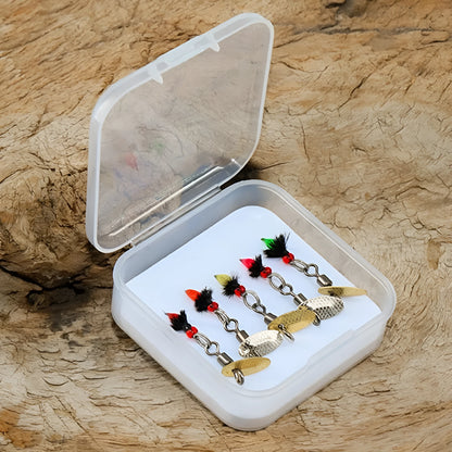 Bionic poisonous mosquito fishing hooks with spinning sequins in multicolor designs
