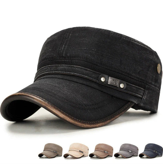 Men's stylish cotton flat cap with adjustable fit and sun protection