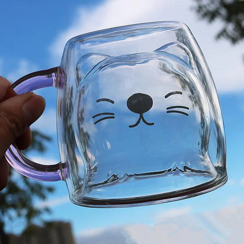 3D double-layer panda cup with skull design for wine, featuring inner Christmas tree pattern