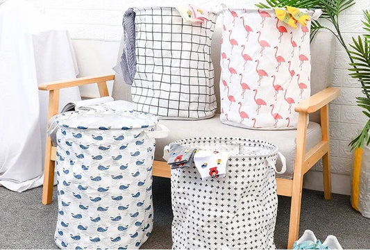 European style cotton linen laundry basket with various designs for home organisation