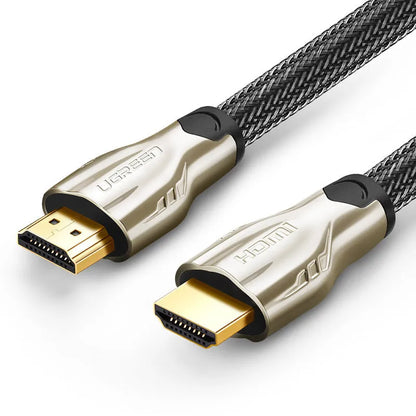 Version 2.0 4K HDMI cable with gold-plated connectors and black PVC outer cover showing length options