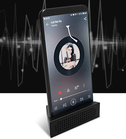 Compact phone amplifier stand in various colors for iPhones and Android devices