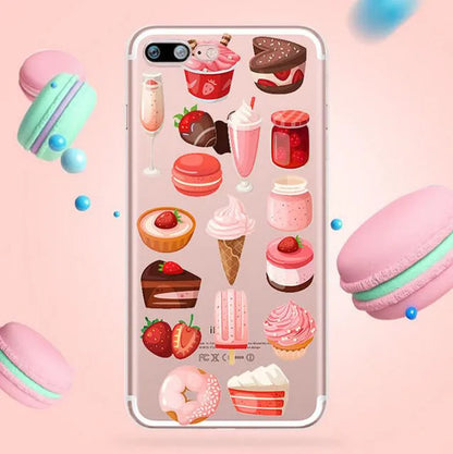 Clear TPU smartphone case with a custom design on the back, shown fitting an iPhone.