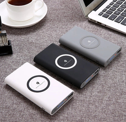 Universal mobile power bank with wireless charging and 10000mAh capacity