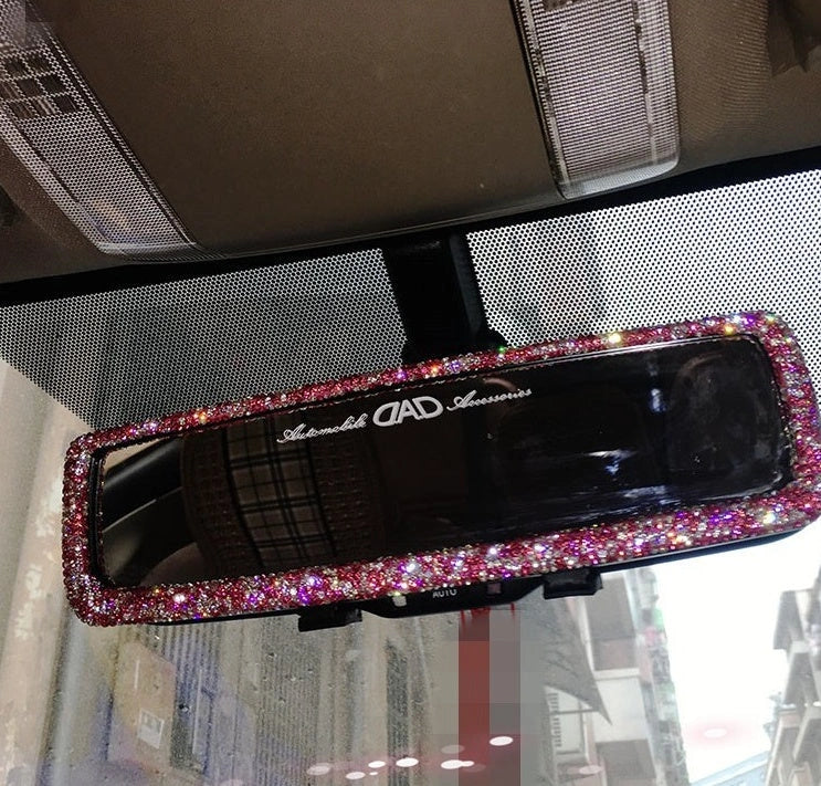 Crystal Bling Diamond Car Rearview Mirror Decor Charm in white and purple