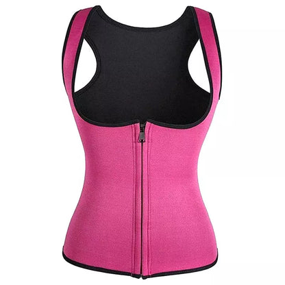 Zipper-style ladies neoprene corset in blue for tummy control and yoga