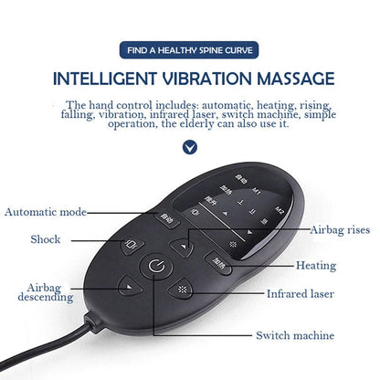 Premium lumbar support massage device with intelligent traction, heat therapy, and vibration massage functions for relieving back pain and muscle fatigue