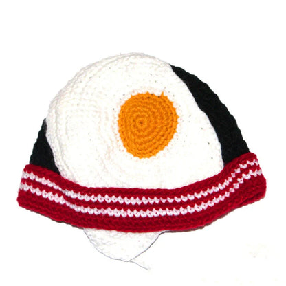 Hand-knitted winter egg hat in white, perfect for parties and casual wear